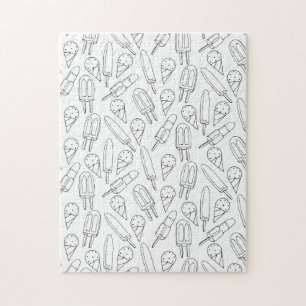 Popsicle Ice Cream Color Your Own Black and White Jigsaw Puzzle