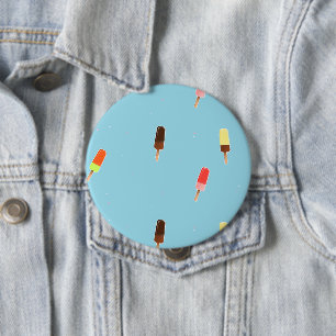Popsicle ice cream on blue 4 inch round button