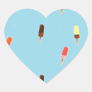 Popsicle ice cream on blue heart sticker