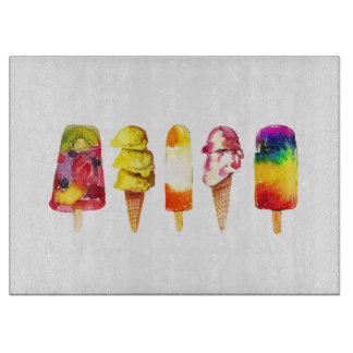 Popsicle Ice Cream Summer Glass Cutting Board