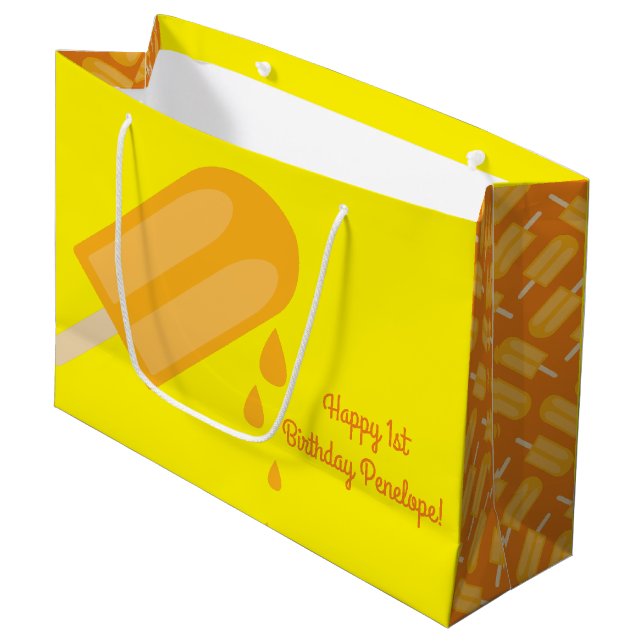 Popsicle Kid's Birthday Party Large Gift Bag (Front Angled)