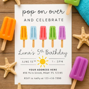 Popsicle modifiable Invitation Anniversaire Naissa