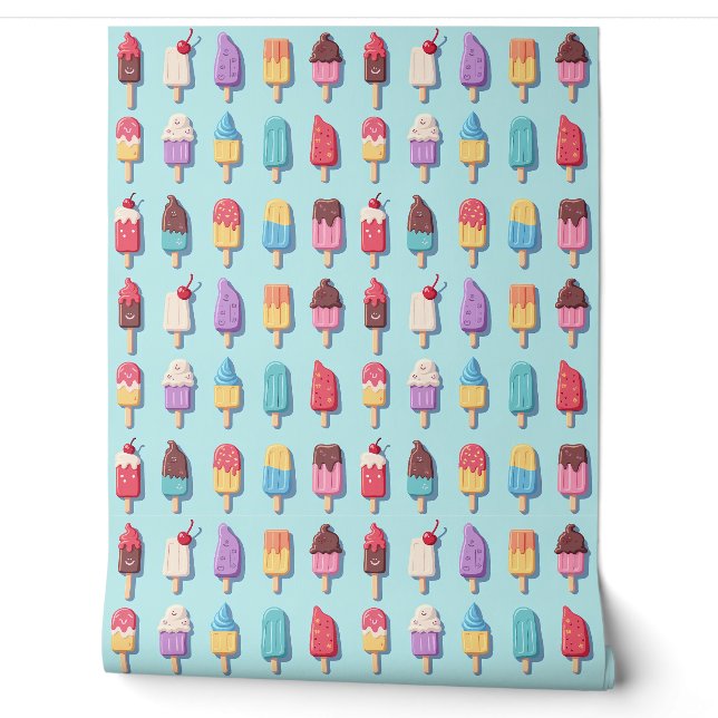 Popsicle Parade in Blue Ice Cream III  Wallpaper (Unrolling)