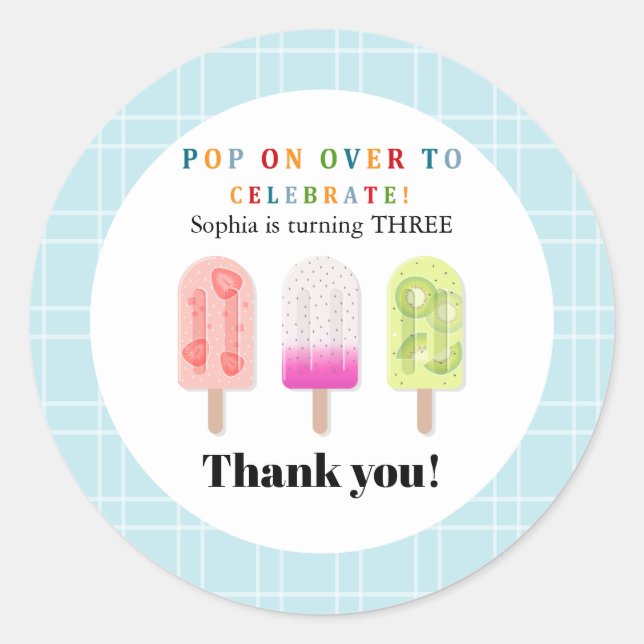 Popsicle Party Classic Round Sticker (Front)