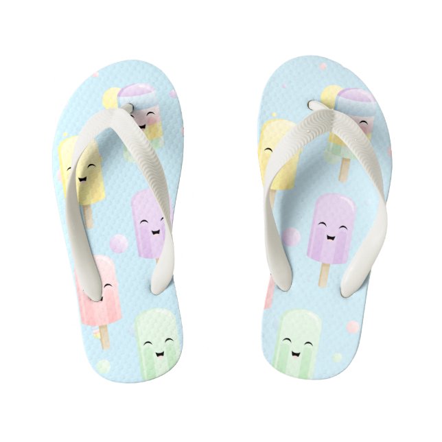 Popsicle Party in Rainbow Colours Kid's Flip Flops (Footbed)