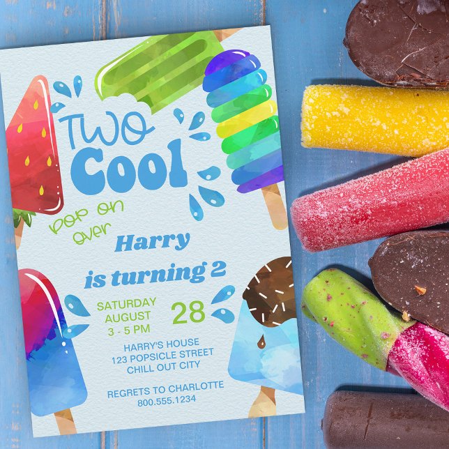 Popsicle Party Two Cool Boys 2nd Birthday Invitation (Creator Uploaded)