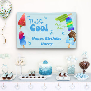 Popsicle Party Two Cool Boys 2nd Birthday Party Banner