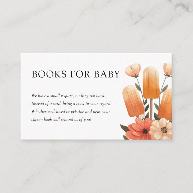 Popsicle Ready to Pop Baby Shower Books for Baby Enclosure Card (Front)