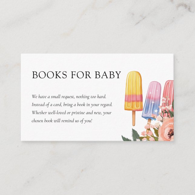 Popsicle Ready to Pop Baby Shower Books for Baby Enclosure Card (Front)