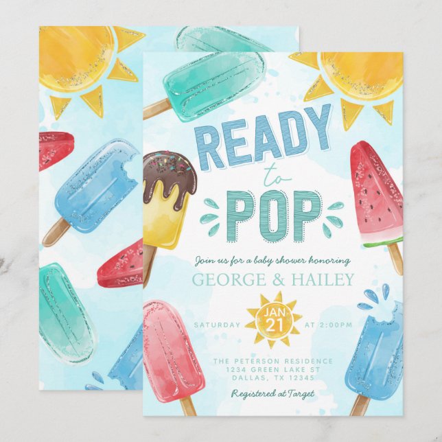 Popsicle Ready to Pop Baby Shower Invitation (Front/Back)