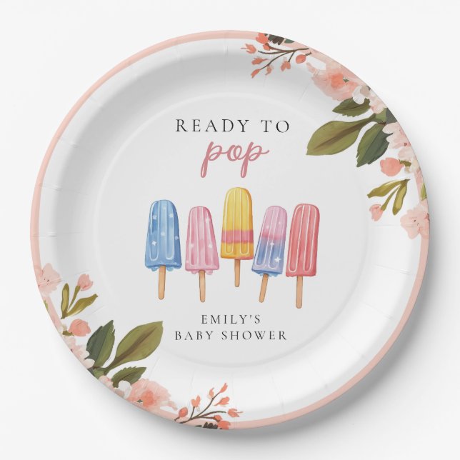 Popsicle Ready to Pop Baby Shower Paper Plate (Front)