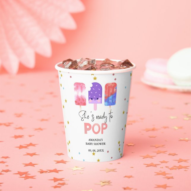 Popsicle  She is ready to pop Baby Shower Paper Cups (Insitu)