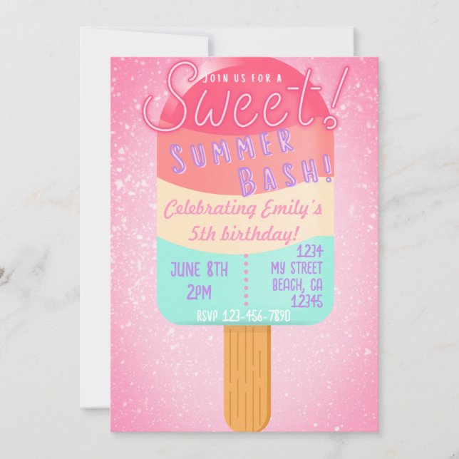 Popsicle Summer Bash Birthday Invitation (Front)