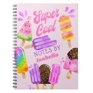 Popsicle Super Cool Pink Purple Personalized Notebook