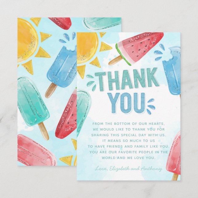 Popsicle Thank You Card Note (Front/Back)