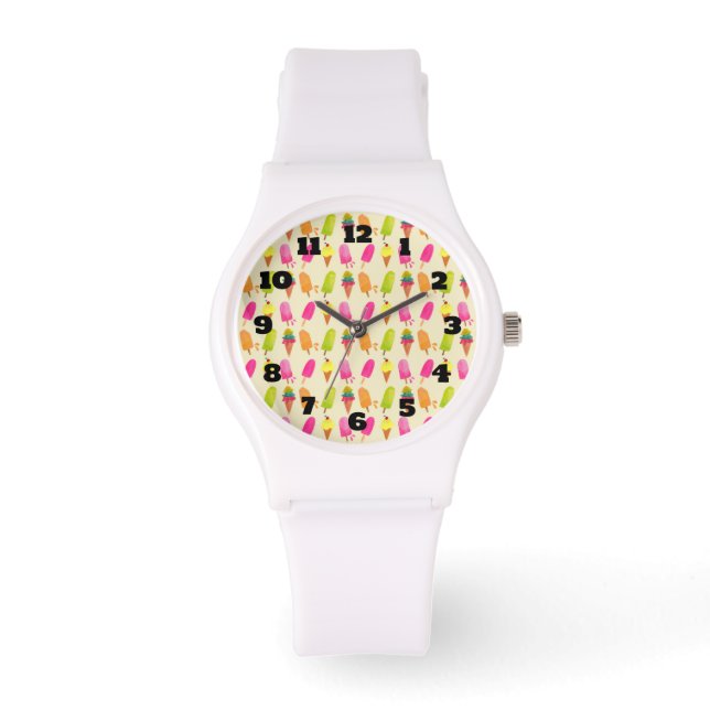 Popsicles and Ice Cream Colourful Summer Pattern Watch (Front)