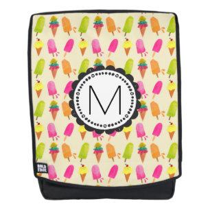 Popsicles and Ice Cream Cones Custom Monogram Backpack