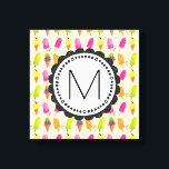Popsicles and Ice Cream Cones Custom Monogram Canvas Print<br><div class="desc">A canvas with a sweet summertime pattern featuring popsicles and ice cream cones in colourful vibrant watercolors. Write your custom monogram inside a round  frame with a whimsical flower shape.</div>
