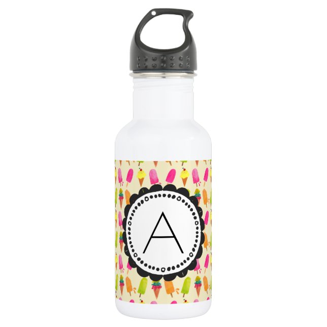 Popsicles and Ice Cream Personalized Monogram 532 Ml Water Bottle (Front)