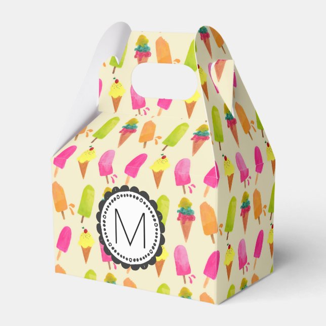 Popsicles and Ice Cream Personalized Monogram Favor Box (Front Side)