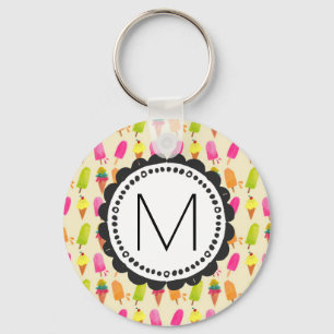 Popsicles and Ice Cream Personalized Monogram Keychain