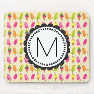 Popsicles and Ice Cream Personalized Monogram Mouse Pad