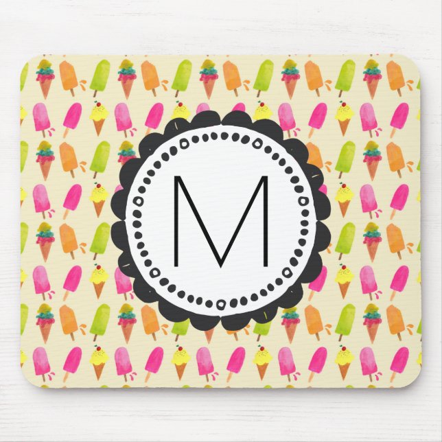 Popsicles and Ice Cream Personalized Monogram Mouse Pad (Front)