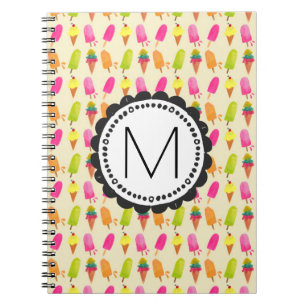 Popsicles and Ice Cream Personalized Monogram Notebook