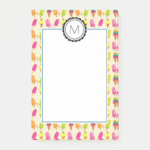 Popsicles and Ice Cream Personalized Monogram Post-it Notes