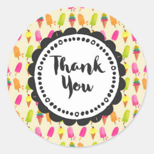 Popsicles and Ice Cream  Thank You Classic Round Sticker