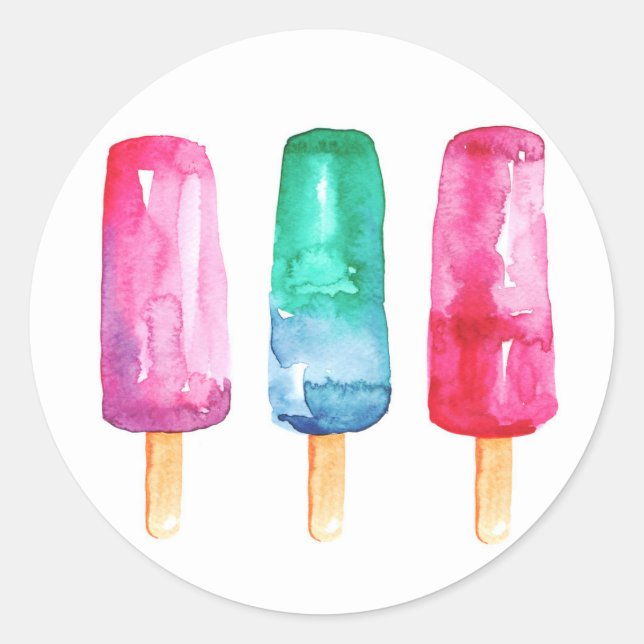 Popsicles bright customised sticker.Food colourful Classic Round Sticker (Front)