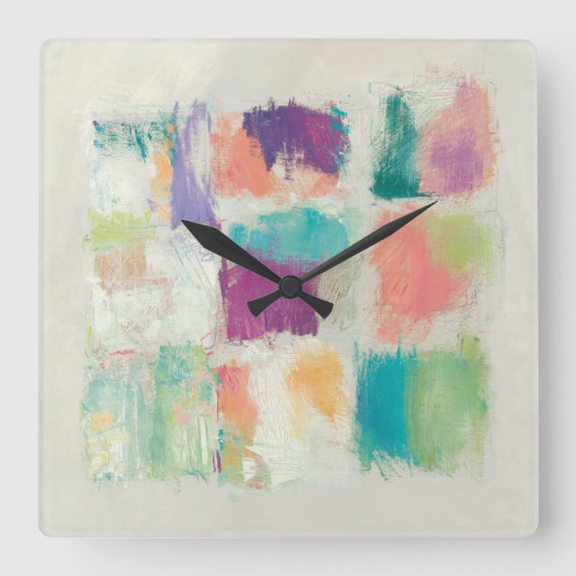 Popsicles II Stone Abstract Print | Mike Schick Square Wall Clock (Front)