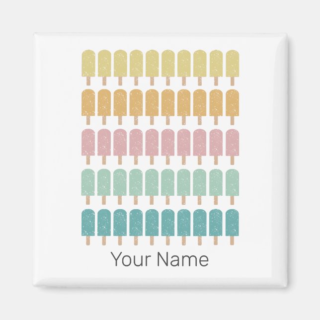 Popsicles Vintage Ice Cream Retro Summer Design Magnet (Front)