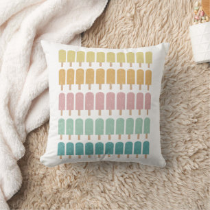 Popsicles Vintage Ice Cream Retro Summer Design Throw Pillow