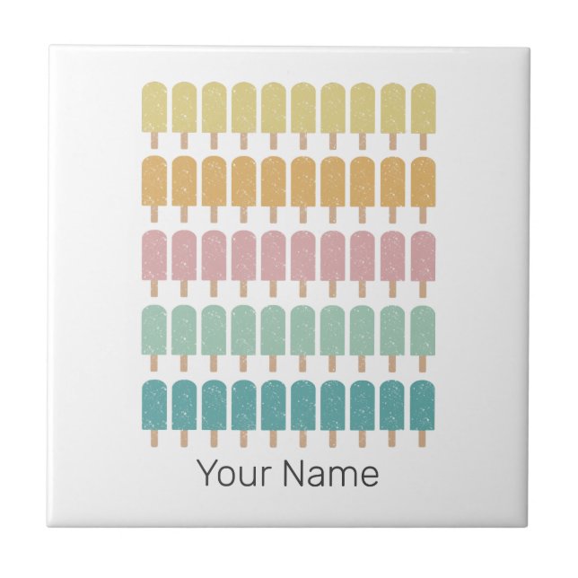 Popsicles Vintage Ice Cream Retro Summer Design Tile (Front)