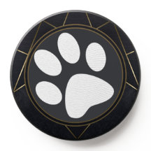 empreinte de patte de chien blanc sur géométrique 