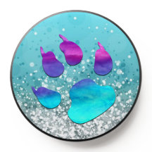 Empreinte de patte de chien violet cyan sur Pet Lo