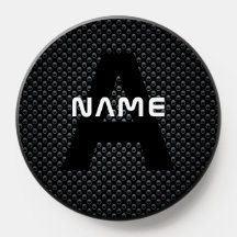 Nom du monogramme personnalisé Texture noire et bl