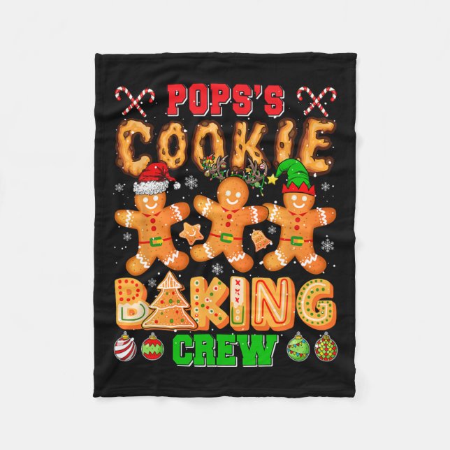 Pops's Xmas Cookie Baking Crew Funny Baker Lover F Fleece Blanket (Front)