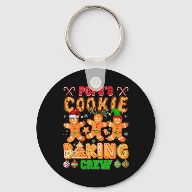 Pops's Xmas Cookie Baking Crew Funny Baker Lover F Keychain (Front)
