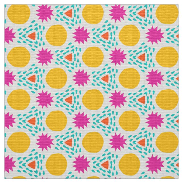 POPSTAR - Fun Modern Colourful Kid Geometric Shape Fabric (Swatch)