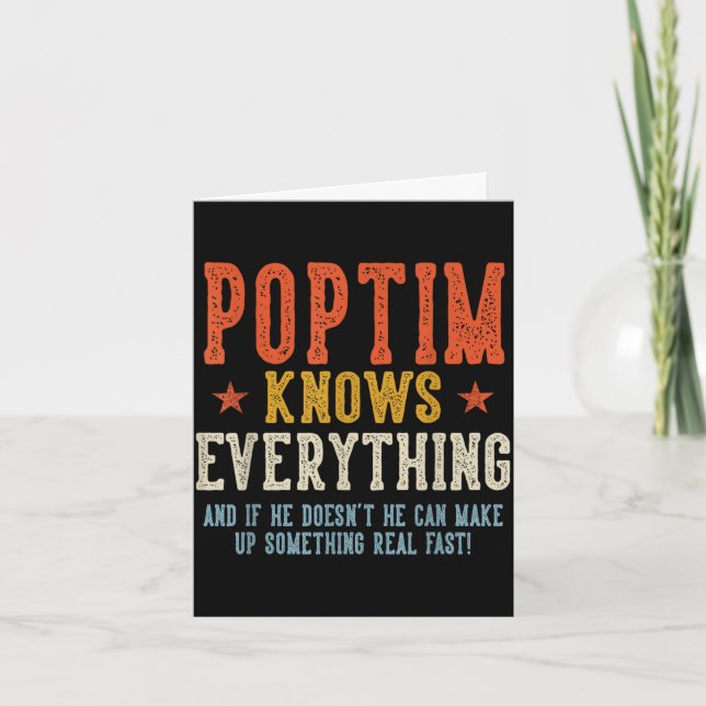 Poptim knows everything father's day retro vintage card (Front)