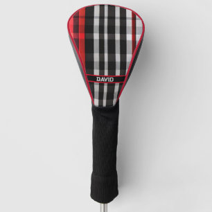 Popular Abstract Red Black Plaid Collection Golf Head Cover