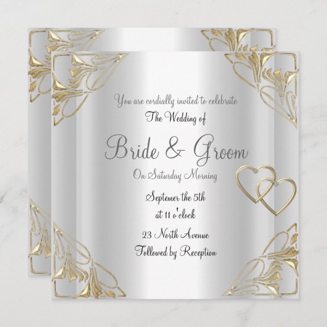 Popular and Elegant  Silver  Wedding Invitation (Front/Back)