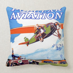 POPULAR AVIATION (VINTAGE MAGAZINE) THROW PILLOW