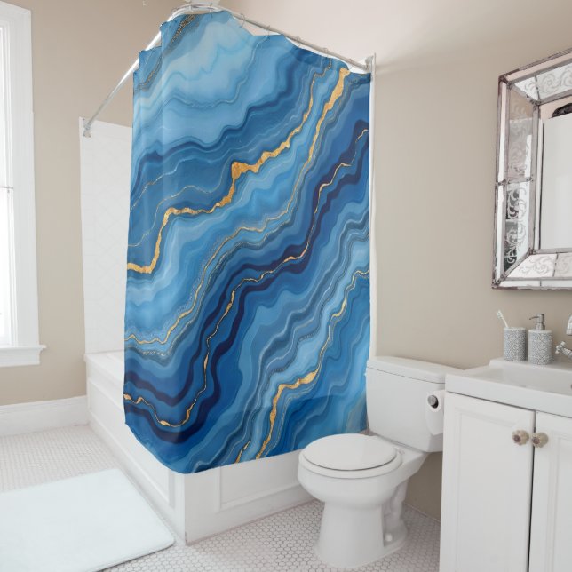 Popular Azure Blue Gold Marble Collection (In Situ)