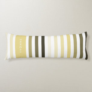 Popular Big Stripes With Name in Custard Yellow Body Pillow