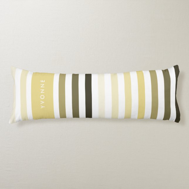 Popular Big Stripes With Name in Custard Yellow Body Pillow (Front)