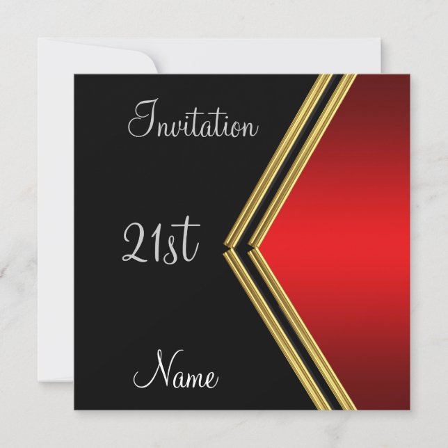 Popular Black Red birthday invitation (Front)