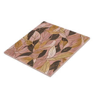 Popular Blush Pink Gold Boho Leaves Collection Tile